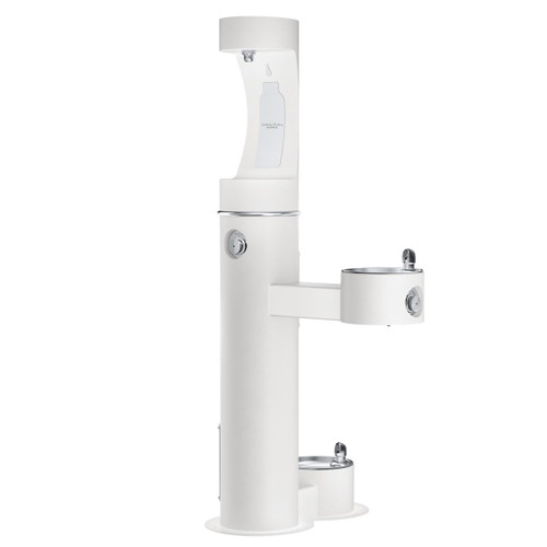 Elkay Halsey Taylor Endura II Outdoor HydroBoost Upper Bottle Filling Station Bi-Level w/ Pet Station Non-Filtered Non-Refrigerated FR White
