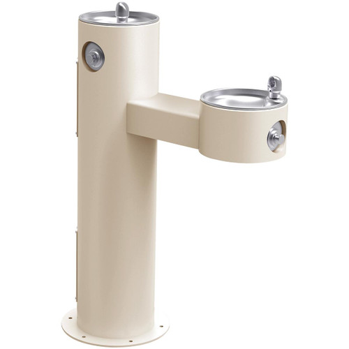 Elkay Halsey Taylor Endura II Tubular Outdoor Fountain Bi-Level Pedestal Non-Filtered Non-Refrigerated Freeze Resistant Beige