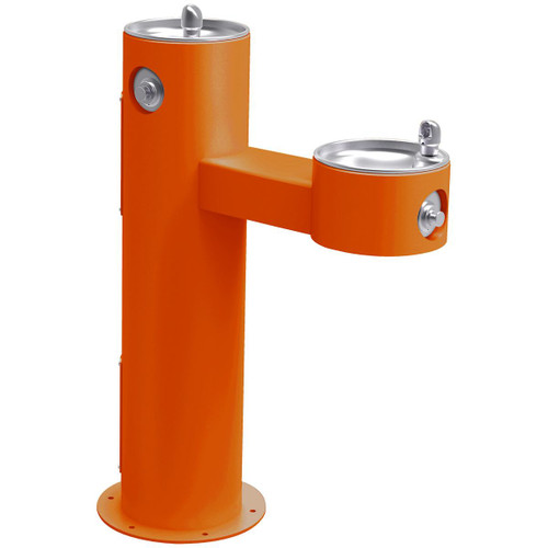 Elkay Halsey Taylor Endura II Tubular Outdoor Fountain Bi-Level Pedestal Non-Filtered Non-Refrigerated Freeze Resistant Orange