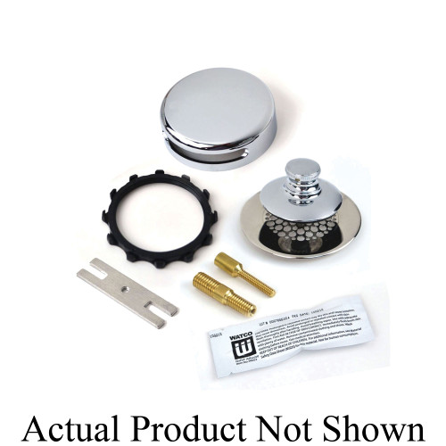 Watco Universal NuFit Innovator Push Pull Carded Trim Kit - Overflow, Stopper Body, Integrated Grid Strainer, Retainer Star Nut, Adapter Bar, and Adhesive in Chrome Plated - 948700-PP-CP-G-2P-C