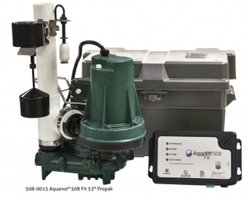 Zoeller 508 with M53 Preassembled Sys ProPak Aquanot Fit 12V Back-Up Submersible Sump Pump System