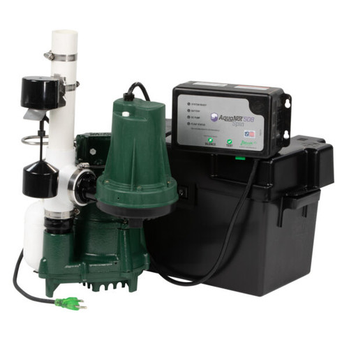Zoeller 508-0007 Aquanot Spin 12V Automatic Back-Up Submersible Sump Pump System