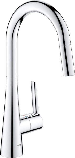 Grohe 32226003 Zedra Single-Handle Pull Down Kitchen Faucet Dual Spray 1.75 GPM In Starlight Chrome Finish