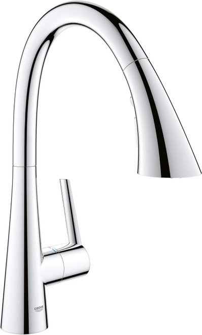 Grohe 32298003 Zedra Single-Handle Pull Down Kitchen Faucet Triple Spray 1.75 GPM In Starlight Chrome Finish