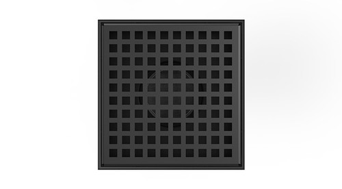 Infinity Drain LQD5-2I BK 5" x 5" LQD 5 Squares Pattern Complete Kit in Matte Black with Cast Iron Drain Body