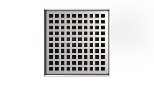Infinity Drain LQD5-2I SS 5" x 5" LQD 5 Squares Pattern Complete Kit in Satin Stainless with Cast Iron Drain Body