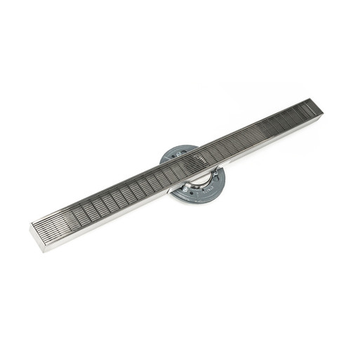 Infinity Drain SAS 9996-I SS 96" S-Stainless Steel Series High Flow Complete Kit with 2 1/2" Wedge Wire Grate in Satin Stainless with Cast Iron Drain Body