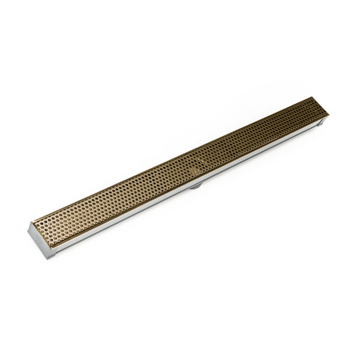Infinity Drain SDG 6596 SB 96" S-PVC Series Complete Kit with 2 1/2" Perforated Circle Pattern Grate in Satin Bronze Finish