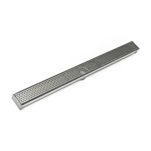 Infinity Drain SDG 6596 SS 96" S-PVC Series Complete Kit with 2 1/2" Perforated Circle Pattern Grate in Satin Stainless Finish