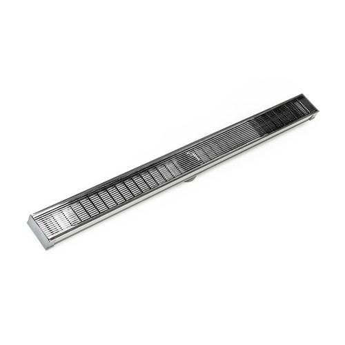 Infinity Drain S-LAG 6596 PS 96" S-PVC Series Low Profile Complete Kit with 2 1/2" Wedge Wire Grate in Polished Stainless Finish