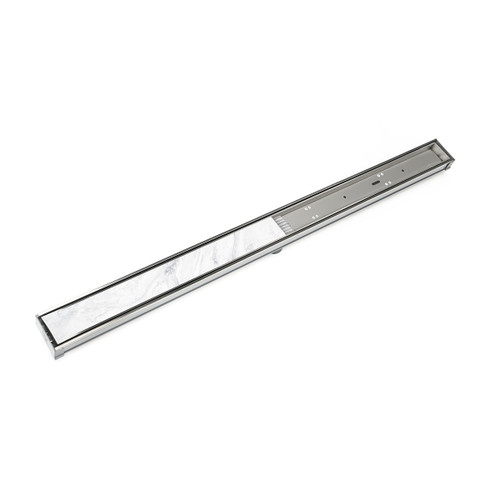 Infinity Drain S-LTIF 6596 SS 96" S-PVC Series Low Profile Complete Kit with 2 1/2" Tile Insert Frame in Satin Stainless Finish