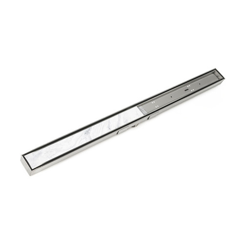 Infinity Drain STIF AS 6580 SS 80" S-Stainless Steel Series Complete Kit with Tile Insert Frame in Satin Stainless Finish