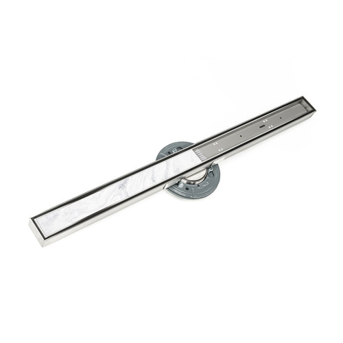 Infinity Drain STIF AS 9980-P PS 80" S-Stainless Steel Series High Flow Complete Kit with Tile Insert Frame in Polished Stainless with PVC Drain Body