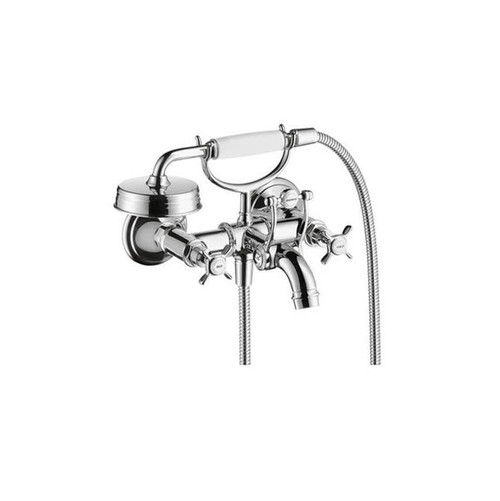 AXOR 16561001 Montreux 2-Handle Wall-Mounted Tub Filler with Cross Handles and 1.8 GPM Handshower in Chrome