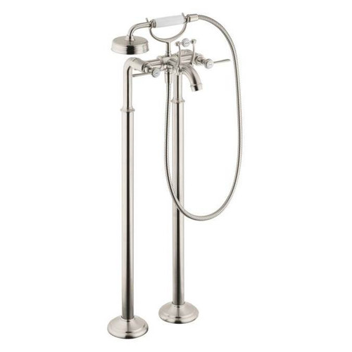 AXOR 16563821 Montreux 2-Handle Freestanding Tub Filler Trim with Lever Handles and 1.8 GPM Handshower in Brushed Nickel