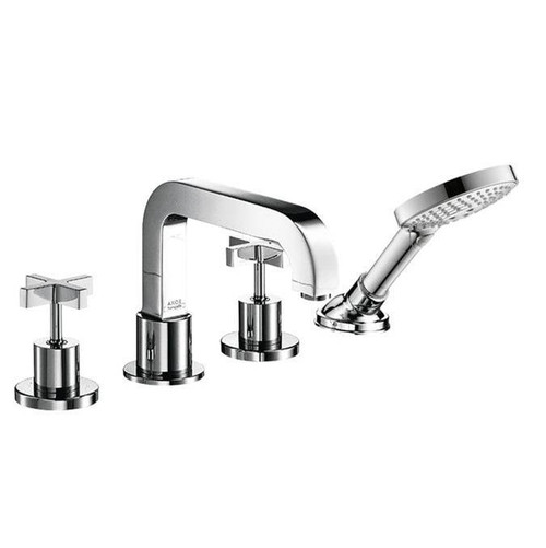 AXOR 39461001 Citterio 4-Hole Roman Tub Set Trim with Cross Handles and 1.75 GPM Handshower in Chrome