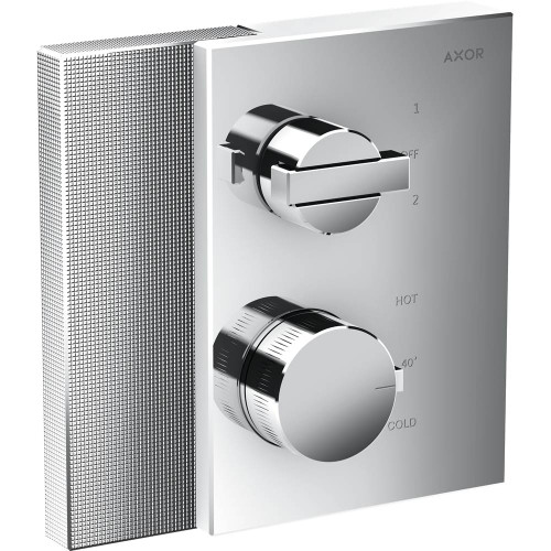 AXOR 46761001 Edge Thermostatic Trim with Volume Control and Diverter - Diamond Cut in Chrome