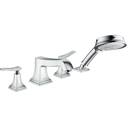 Hansgrohe 31441001 Metropol Classic 4-Hole Roman Tub Set Trim with Lever Handles and 1.8 GPM Handshower in Chrome