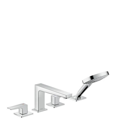 Hansgrohe 32557001 Metropol 4-Hole Roman Tub Set Trim with Lever Handles and 1.75 GPM Handshower in Chrome