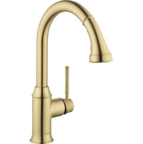 Hansgrohe 4215250 Talis C High Arc Kitchen Faucet, 2-Spray Pull-Down, 1.75 GPM in Brushed Gold Optic