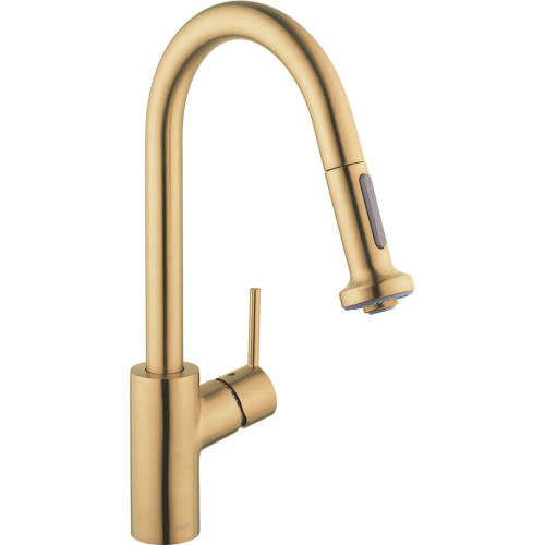 Hansgrohe 4310251 Talis S2 High Arc Kitchen Faucet, 2-Spray Pull-Down, 1.5 GPM in Brushed Gold Optic