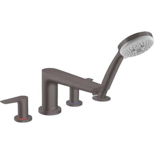 Hansgrohe 71744341 Talis E 4-Hole Roman Tub Set Trim with 1.8 GPM Handshower in Brushed Black Chrome