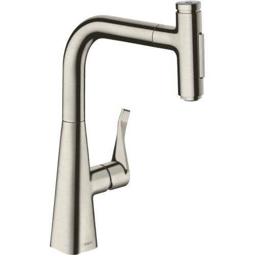 Hansgrohe 73822801 Metris Select Prep Kitchen Faucet, 2-Spray Pull-Out, 1.75 GPM in Steel Optic