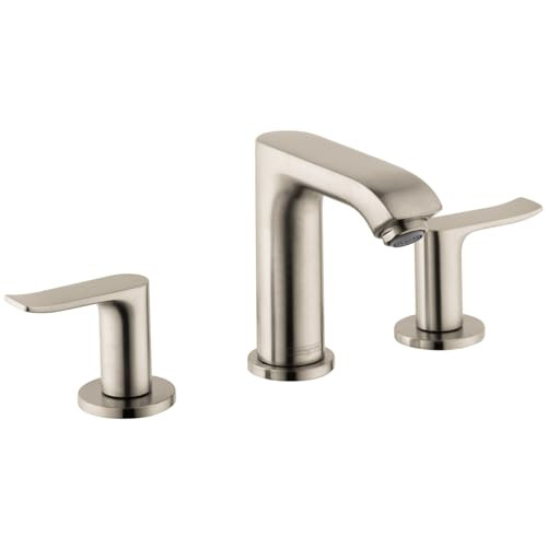 Hansgrohe 31124821 Metris Widespread Faucet 100 with Pop-Up Drain, 0.5 GPM in Brushed Nickel