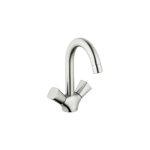 Hansgrohe 71222821 Logis Single-Hole Faucet 150 with Swivel Spout and Pop-Up Drain, 1.2 GPM in Brushed Nickel