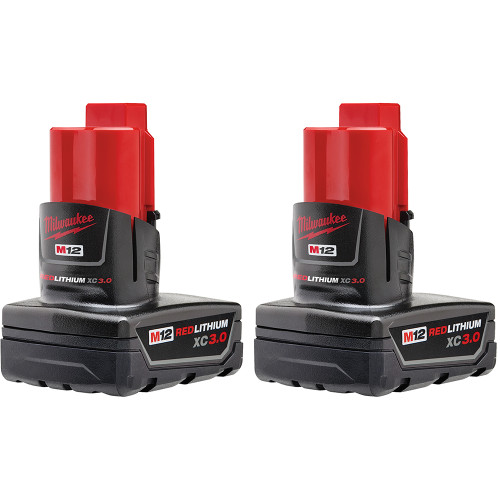 Milwaukee 48-11-2412 Twin Pack of 3.0 Amp Hour Extended Capacity 12V Lithium Ion Batteries