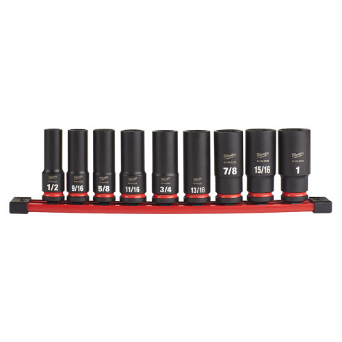 Milwaukee 49-66-7022 9PC Shockwave Impact Duty 1/2" Drive SAE Deep 6 Point Socket Set