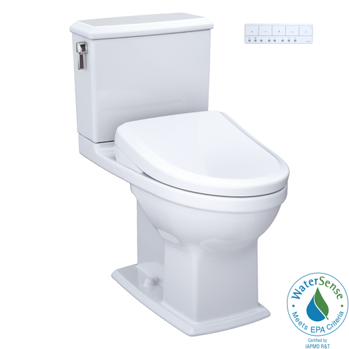 TOTO MW4944724CEMFG#01 WASHLET+ Connelly Two-Piece Elongated Dual Flush 1.28 and 0.9 GPF Toilet and Classic WASHLET S7 Classic Bidet Seat in Cotton White