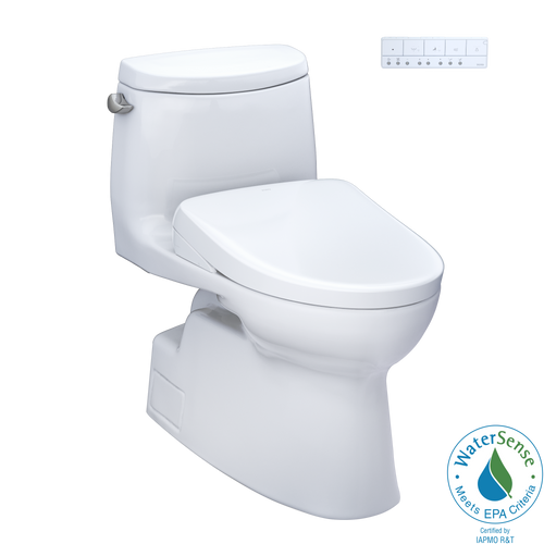 TOTO MW6144726CEFG#01 WASHLET+ Carlyle II One-Piece Elongated 1.28 GPF Toilet and WASHLET+ S7 Contemporary Bidet Seat in Cotton White