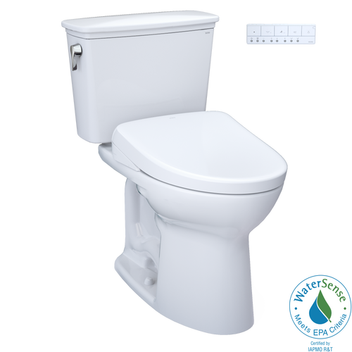TOTO MW7864736CEFG#01 Drake Transitional WASHLET+ Two-Piece Elongated 1.28 GPF Universal Height TORNADO FLUSH Toilet with S7A Contemporary Bidet Seat in Cotton White