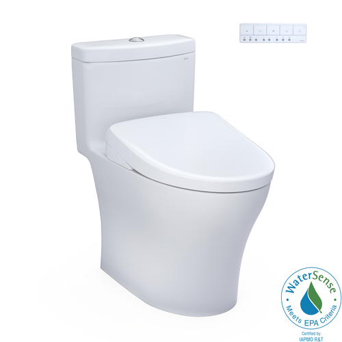 TOTO MW6464736CEMFGN#01 WASHLET+ Aquia IV One-Piece Elongated Dual Flush 1.28 and 0.9 GPF Toilet with S7A Contemporary Electric Bidet Seat in Cotton White