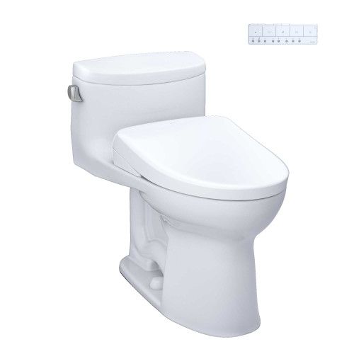 TOTO MW6344736CEFG#01 WASHLET+ Supreme II One-Piece Elongated 1.28 GPF Toilet and WASHLET+ S7A Contemporary Bidet Seat in Cotton White
