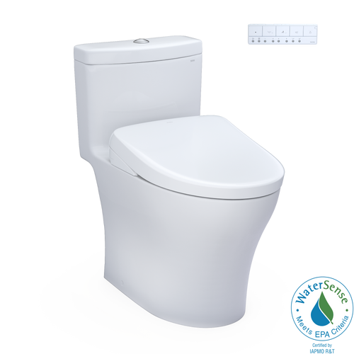 TOTO MW6464736CEMFGNA#01 WASHLET+ Aquia IV One-Piece Elongated Dual Flush 1.28 and 0.9 GPF Toilet with Auto Flush S7A Contemporary Bidet Seat in Cotton White