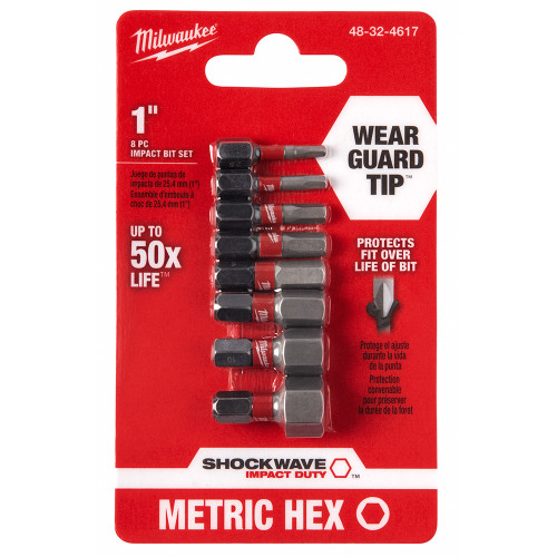 Milwaukee 48-32-4617 8-Piece Shockwave 1 in. Impact Metric Hex Insert Bit Set 3PK