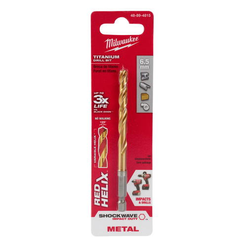 Milwaukee 48-89-4815 6.5mm Metric Titanium Shockwave Red Helix Bit