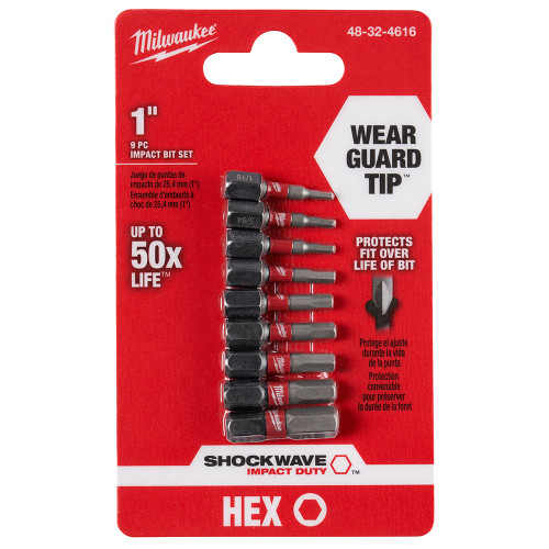 Milwaukee 48-32-4616 Shockwave 9-Piece Impact Hex Insert Bit Set