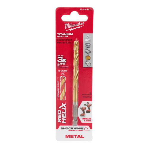 Milwaukee 48-89-4817 7mm Metric Titanium Shockwave Red Helix Bit