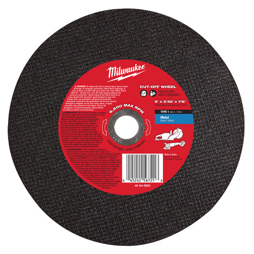 Milwaukee 49-94-9000 9 in. X 3/32 in. X 7/8 in. Metal Cut-Off Wheel