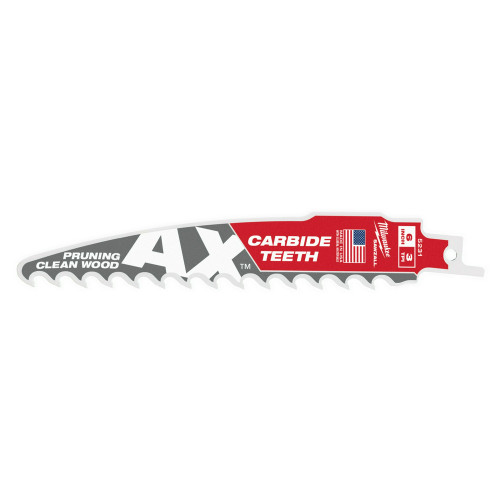 Milwaukee 48-00-5331 6" 3 TPI The AX with Carbide Teeth for Pruning & Clean Wood SAWZALL Blade 3PK