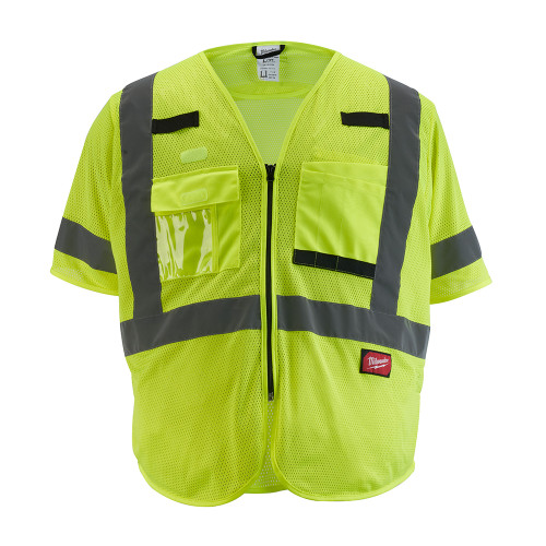 Milwaukee 48-73-5131 Class 3 High Visibility Yellow Mesh Safety Vest - S/M