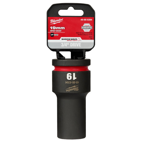 Milwaukee 49-66-6394 Shockwave Impact Duty 3/4" Drive 19MM Deep 6 Point Socket