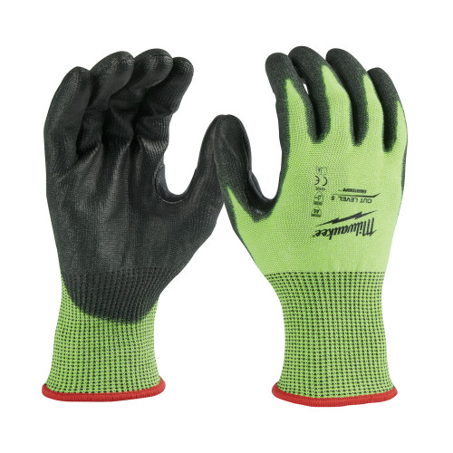 Milwaukee 48-73-8950B 12 Pair High Visibility Cut Level 5 Polyurethane Dipped Gloves - S