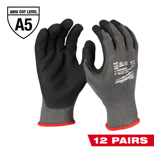 Milwaukee 48-22-8952B 12 Pk Cut 5 Dipped Gloves - L