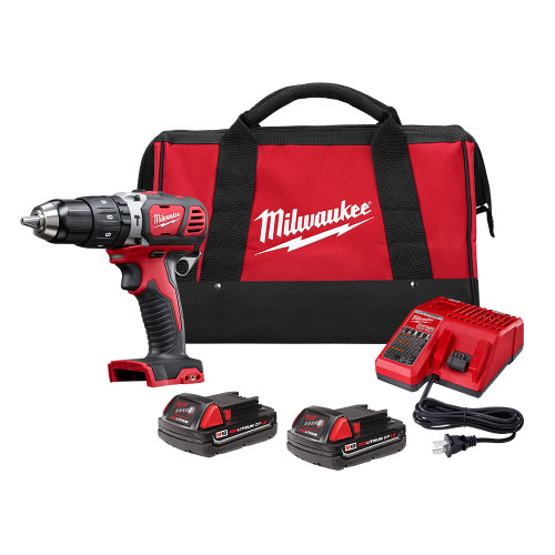 Milwaukee 2607-22CT M18 Compact 1/2 in. Hammer Drill/Driver Kit w/ Compact Batteries