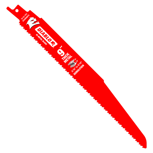 Diablo DS0908BFD25 9 in. Bi-Metal Recip Blade for Thick Metal/Demolition (3/16 in. to 9/16 in.) (25-Pack)
