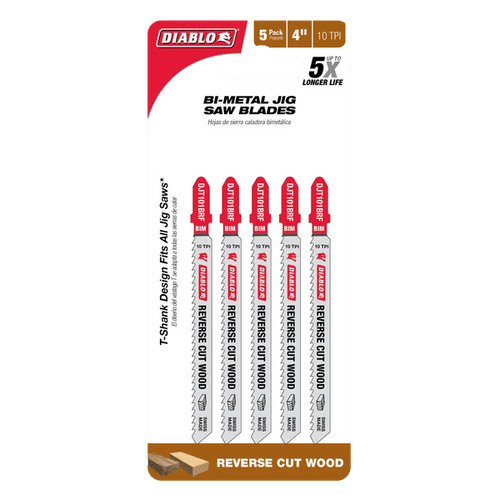 Diablo 4 inch, 10TPI Bi-Metal Jig Saw Blade - 5 pack - DJT101BRF5